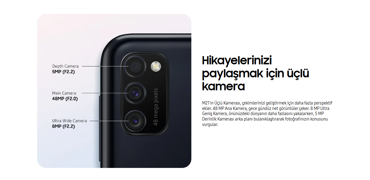 Yenilenmiş Samsung Galaxy M21 Kamera